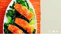 Sweet and spicy glazed salmon with greens